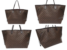 画像をギャラリービューアに読み込む, 極美品 LOUIS VUITTON ルイヴィトン ネヴァーフルGM トートバッグ N51106 ダミエキャンバス ブラウン ゴールド金具 中古 4b005264