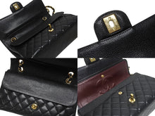 Load image into Gallery viewer, 極美品 CHANEL シャネル マトラッセ25 Wフラップ チェーンショルダーバッグ 23番台 キャビアスキン ブラック ゴールド金具 中古 4b005265