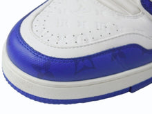 画像をギャラリービューアに読み込む, LOUIS VUITTON ルイヴィトン LVトレイナーライン ローカットスニーカー 1AANF0 レザー ブルー ホワイト サイズ9 美品 中古 4b005275
