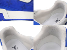 画像をギャラリービューアに読み込む, LOUIS VUITTON ルイヴィトン LVトレイナーライン ローカットスニーカー 1AANF0 レザー ブルー ホワイト サイズ9 美品 中古 4b005275