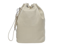 画像をギャラリービューアに読み込む, 極美品 PRADA プラダ ハンドバッグ 巾着型 ロゴプレート Re-Nylon ポーチ 1NS369 ナイロン ベージュ 中古 4b005304