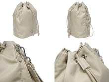 画像をギャラリービューアに読み込む, 極美品 PRADA プラダ ハンドバッグ 巾着型 ロゴプレート Re-Nylon ポーチ 1NS369 ナイロン ベージュ 中古 4b005304