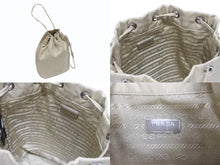 画像をギャラリービューアに読み込む, 極美品 PRADA プラダ ハンドバッグ 巾着型 ロゴプレート Re-Nylon ポーチ 1NS369 ナイロン ベージュ 中古 4b005304