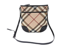 画像をギャラリービューアに読み込む, BURBERRY バーバリー ショルダーバッグ チェック柄 ベージュ ブラック 黒 パテントレザー 3800998 美品 中古 4b005310