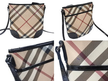 画像をギャラリービューアに読み込む, BURBERRY バーバリー ショルダーバッグ チェック柄 ベージュ ブラック 黒 パテントレザー 3800998 美品 中古 4b005310