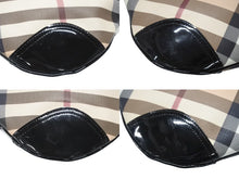 画像をギャラリービューアに読み込む, BURBERRY バーバリー ショルダーバッグ チェック柄 ベージュ ブラック 黒 パテントレザー 3800998 美品 中古 4b005310