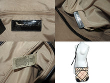 画像をギャラリービューアに読み込む, BURBERRY バーバリー ショルダーバッグ チェック柄 ベージュ ブラック 黒 パテントレザー 3800998 美品 中古 4b005310