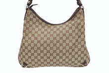 画像をギャラリービューアに読み込む, 極美品 GUCCI グッチ ワンショルダーバッグ ハンドバッグ 130737 GGキャンバス レザー ベージュ ブラウン ゴールド金具 中古 4b005312