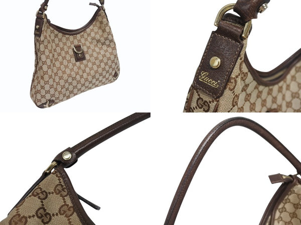極美品 GUCCI グッチ ワンショルダーバッグ ハンドバッグ 130737 GGキャンバス レザー ベージュ ブラウン ゴールド金具 中古 4b005312
