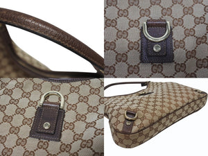 極美品 GUCCI グッチ ワンショルダーバッグ ハンドバッグ 130737 GGキャンバス レザー ベージュ ブラウン ゴールド金具 中古 4b005312