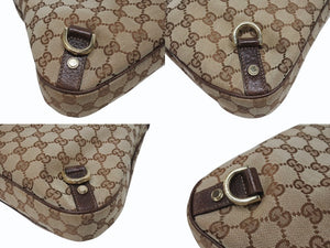 極美品 GUCCI グッチ ワンショルダーバッグ ハンドバッグ 130737 GGキャンバス レザー ベージュ ブラウン ゴールド金具 中古 4b005312