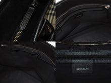 画像をギャラリービューアに読み込む, BURBERRY バーバリー ハンドバッグ トートバッグ ノバチェック レザー キャンバス ベージュ 美品 中古 4b005315