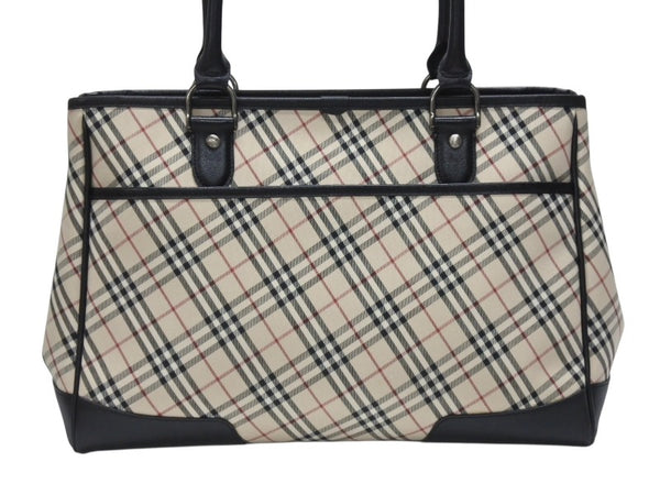 BURBERRY バーバリー ハンドバッグ トートバッグ ノバチェック レザー キャンバス ベージュ 美品 中古 4b005315