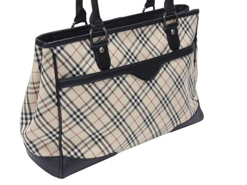 BURBERRY Burberry Handbag Tote Bag Nova Check Leather Canvas Beige Good Condition Used 4b005315