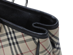 BURBERRY バーバリー ハンドバッグ トートバッグ ノバチェック レザー キャンバス ベージュ 美品 中古 4b005315