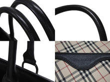 画像をギャラリービューアに読み込む, BURBERRY バーバリー ハンドバッグ トートバッグ ノバチェック レザー キャンバス ベージュ 美品 中古 4b005315