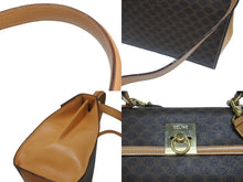 画像をギャラリービューアに読み込む, CELINE セリーヌ ハンドバッグ ショルダーバッグ 2WAY M 14 マカダム柄 PVC レザー ブラウン ゴールド金具 美品 中古 4b005319