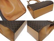 画像をギャラリービューアに読み込む, CELINE セリーヌ ハンドバッグ ショルダーバッグ 2WAY M 14 マカダム柄 PVC レザー ブラウン ゴールド金具 美品 中古 4b005319
