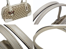 画像をギャラリービューアに読み込む, GUCCI グッチ ミニボストンバッグ ハンドバッグ 161720 486628 GGキャンバス レザー ベージュ ホワイト 美品 中古 4b005323