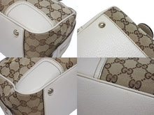 画像をギャラリービューアに読み込む, GUCCI グッチ ミニボストンバッグ ハンドバッグ 161720 486628 GGキャンバス レザー ベージュ ホワイト 美品 中古 4b005323
