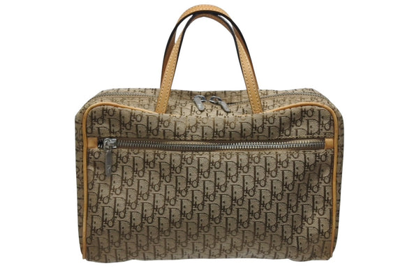 CHRISTIAN DIOR クリスチャンディオール トロッター ミニハンドバッグ MC0053 キャンバス レザー ベージュ 美品 中古 4b005324