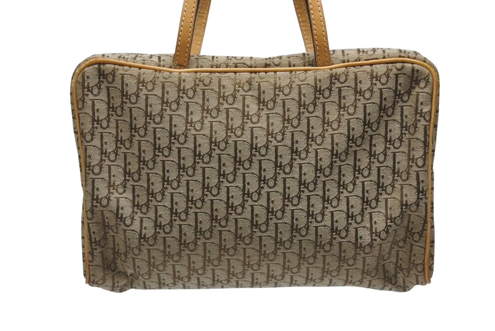 CHRISTIAN DIOR クリスチャンディオール トロッター ミニハンドバッグ MC0053 キャンバス レザー ベージュ 美品 中古 4b005324