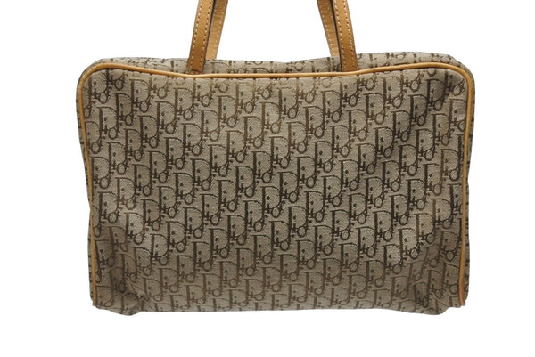 CHRISTIAN DIOR クリスチャンディオール トロッター ミニハンドバッグ MC0053 キャンバス レザー ベージュ 美品 中古 4b005324