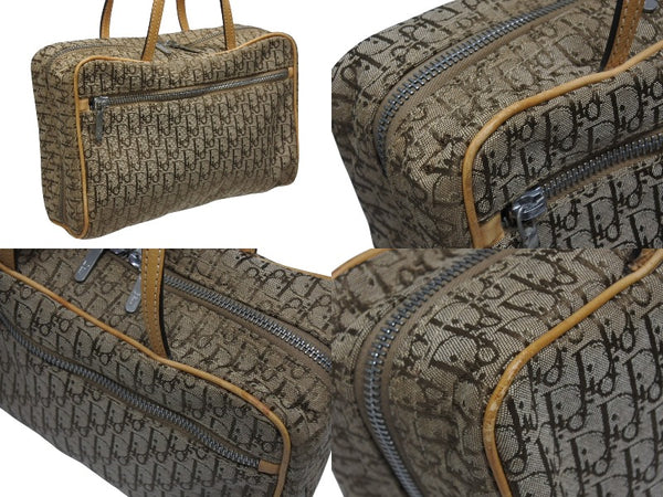 CHRISTIAN DIOR クリスチャンディオール トロッター ミニハンドバッグ MC0053 キャンバス レザー ベージュ 美品 中古 4b005324