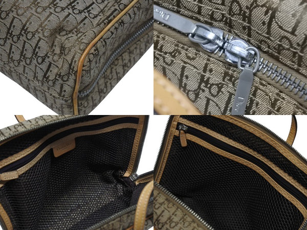 CHRISTIAN DIOR クリスチャンディオール トロッター ミニハンドバッグ MC0053 キャンバス レザー ベージュ 美品 中古 4b005324
