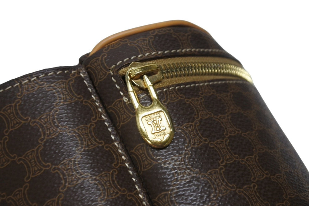 CELINE Macadam Waist Bag Body Bag M12 Made in Italy PVC Leather Brown Gold Hardware Good Condition Used 4b005325