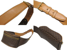 画像をギャラリービューアに読み込む, CELINE セリーヌ マカダム ウエストバッグ ボディバッグ M12 イタリア製 PVC レザー ブラウン ゴールド金具 美品 中古 4b005325