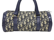 画像をギャラリービューアに読み込む, CHRISTIAN DIOR クリスチャンディオール トロッター ミニボストンバッグ 2000s キャンバス レザー ネイビー ベージュ 美品 中古 4b005326