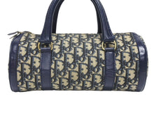 画像をギャラリービューアに読み込む, CHRISTIAN DIOR クリスチャンディオール トロッター ミニボストンバッグ 2000s キャンバス レザー ネイビー ベージュ 美品 中古 4b005326