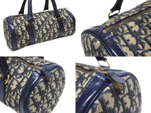 画像をギャラリービューアに読み込む, CHRISTIAN DIOR クリスチャンディオール トロッター ミニボストンバッグ 2000s キャンバス レザー ネイビー ベージュ 美品 中古 4b005326