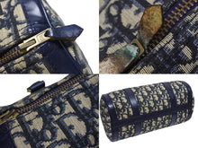 画像をギャラリービューアに読み込む, CHRISTIAN DIOR クリスチャンディオール トロッター ミニボストンバッグ 2000s キャンバス レザー ネイビー ベージュ 美品 中古 4b005326