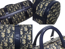 画像をギャラリービューアに読み込む, CHRISTIAN DIOR クリスチャンディオール トロッター ミニボストンバッグ 2000s キャンバス レザー ネイビー ベージュ 美品 中古 4b005326