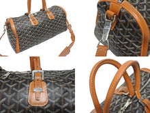 画像をギャラリービューアに読み込む, GOYARD ゴヤール クロワジュール 40 ボストンバッグ 2010s PVC レザー ブラック ブラウン シルバー金具 良品 中古 4b005327