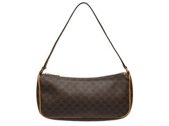 CELINE セリーヌ ワンショルダーバッグ ホーボー ミニハンドバッグ アクセサリーポーチ マカダム柄 ブラウン 美品 中古 4b005330