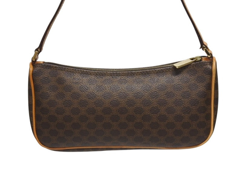 CELINE One Shoulder Bag Hobo Mini Handbag Accessory Pouch Macadam Pattern Brown Good Condition Used 4b005330