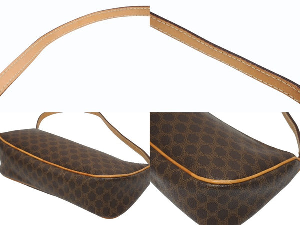 CELINE セリーヌ ワンショルダーバッグ ホーボー ミニハンドバッグ アクセサリーポーチ マカダム柄 ブラウン 美品 中古 4b005330