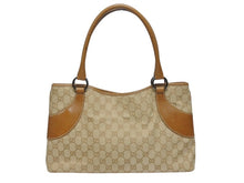 画像をギャラリービューアに読み込む, 極美品 GUCCI グッチ ハンドバッグ トートバッグ 113015 GGキャンバス レザー ベージュ シルバー金具 中古 4b005331