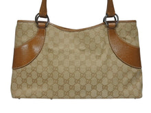 画像をギャラリービューアに読み込む, 極美品 GUCCI グッチ ハンドバッグ トートバッグ 113015 GGキャンバス レザー ベージュ シルバー金具 中古 4b005331