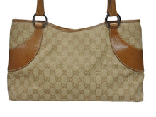 画像をギャラリービューアに読み込む, 極美品 GUCCI グッチ ハンドバッグ トートバッグ 113015 GGキャンバス レザー ベージュ シルバー金具 中古 4b005331