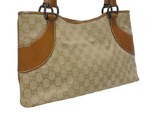 画像をギャラリービューアに読み込む, 極美品 GUCCI グッチ ハンドバッグ トートバッグ 113015 GGキャンバス レザー ベージュ シルバー金具 中古 4b005331
