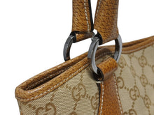 画像をギャラリービューアに読み込む, 極美品 GUCCI グッチ ハンドバッグ トートバッグ 113015 GGキャンバス レザー ベージュ シルバー金具 中古 4b005331