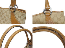 画像をギャラリービューアに読み込む, 極美品 GUCCI グッチ ハンドバッグ トートバッグ 113015 GGキャンバス レザー ベージュ シルバー金具 中古 4b005331