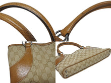 画像をギャラリービューアに読み込む, 極美品 GUCCI グッチ ハンドバッグ トートバッグ 113015 GGキャンバス レザー ベージュ シルバー金具 中古 4b005331