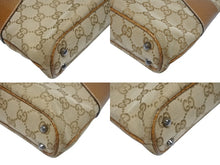 画像をギャラリービューアに読み込む, 極美品 GUCCI グッチ ハンドバッグ トートバッグ 113015 GGキャンバス レザー ベージュ シルバー金具 中古 4b005331