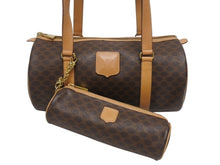 画像をギャラリービューアに読み込む, CELINE セリーヌ マカダム ワンショルダーバッグ ポーチ付き ボストンバッグ ハンドバッグ ロゴ PVC レザー ブラウン ゴールド 美品 中古 4b005332
