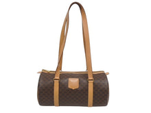画像をギャラリービューアに読み込む, CELINE セリーヌ マカダム ワンショルダーバッグ ポーチ付き ボストンバッグ ハンドバッグ ロゴ PVC レザー ブラウン ゴールド 美品 中古 4b005332